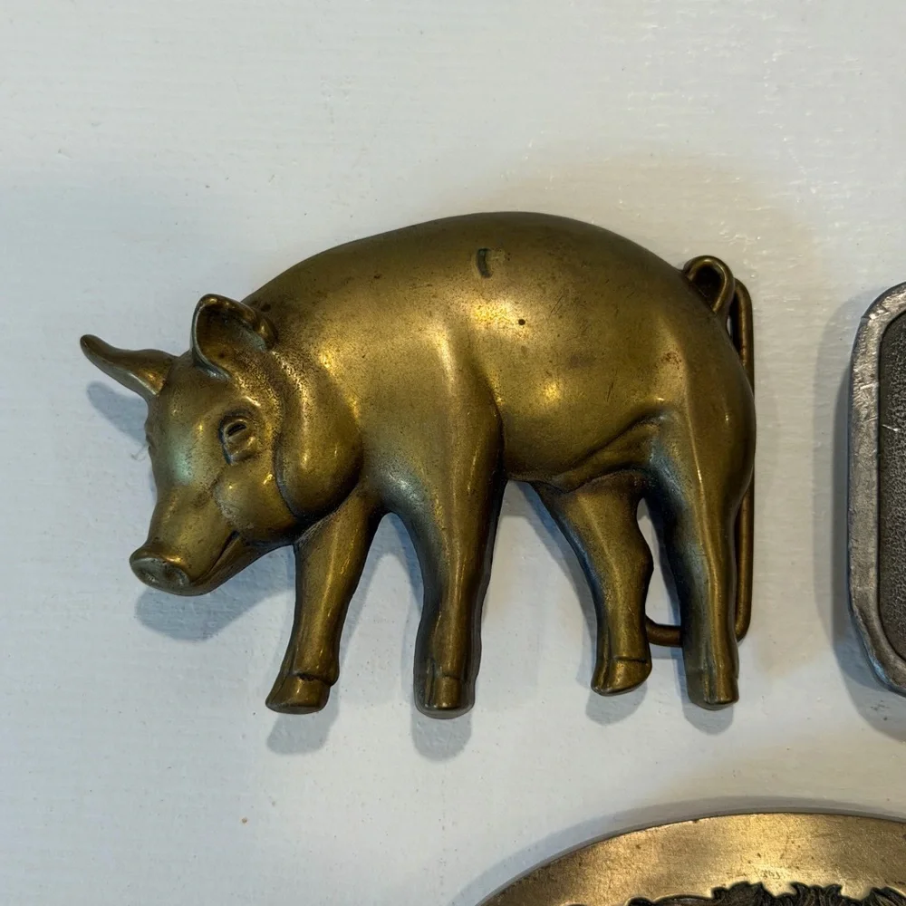 Brass and pewter big buckles